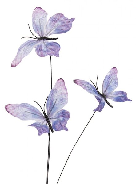 Dekoračná vetvička s fialovými motýlikmi Butterfly - 10*10*65 cm - Clayre & Eef