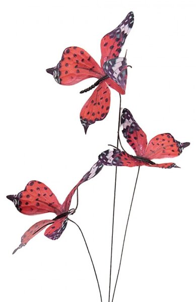 Dekoračná vetvička s červenými motýlikami Butterfly - 10*10*65 cm - Clayre & Eef