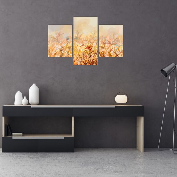 Obraz - Listy vo farbách jesene, olejomaľba (90x60 cm)