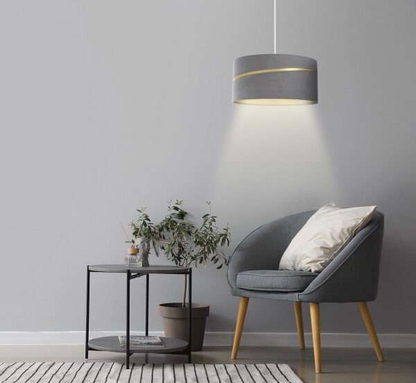 Luster na lanku SWING 1xE27/60W/230V šedá/zlatá