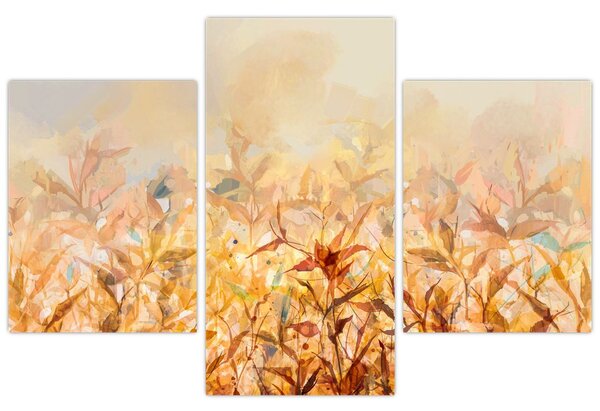 Obraz - Listy vo farbách jesene, olejomaľba (90x60 cm)
