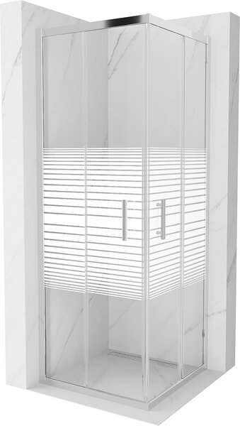 Mexen RIO - Štvorcový sprchovací kút 70x70 cm, priehľadná / pásy, 860-070-070-01-20