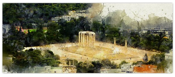 Obraz - Chrám Dia, Atény, Grécko (120x50 cm)