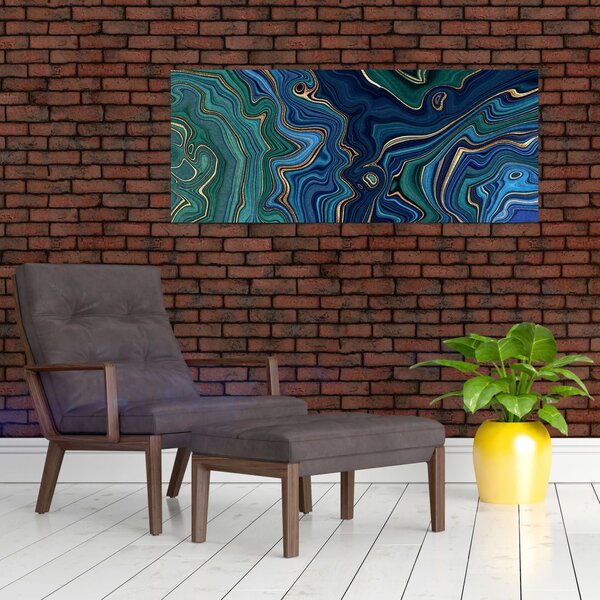 Obraz - Zeleno-modrý mramor (120x50 cm)