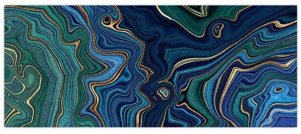 Obraz - Zeleno-modrý mramor (120x50 cm)