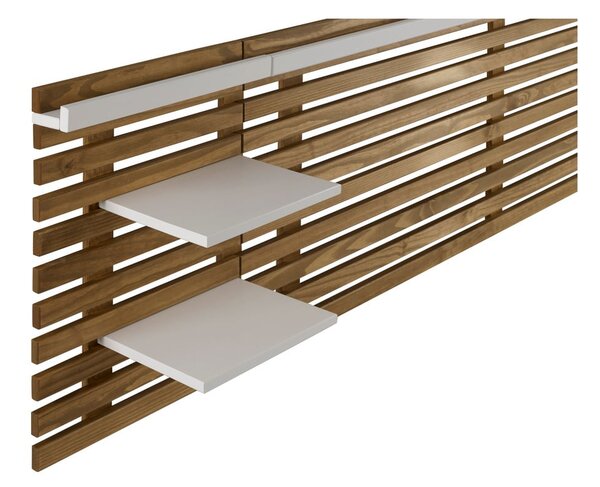 Biele/prírodné čelo postele z borovicového dreva 240x62 cm Nidra - Marckeric