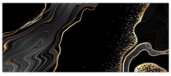 Obraz - Čierno-zlatý mramor (120x50 cm)