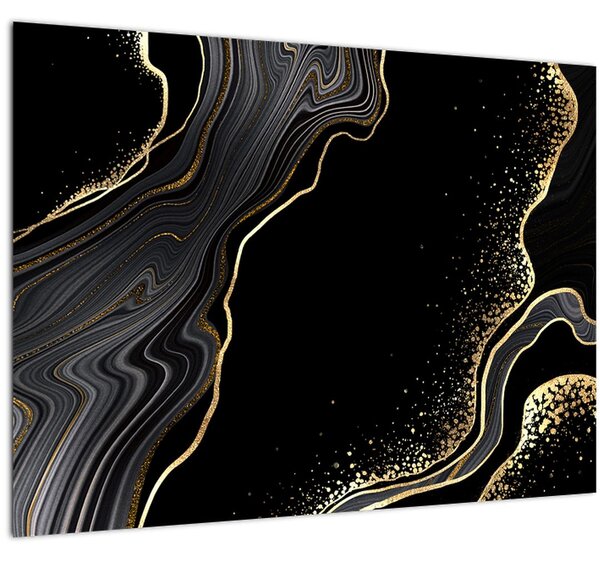 Obraz - Čierno-zlatý mramor (70x50 cm)