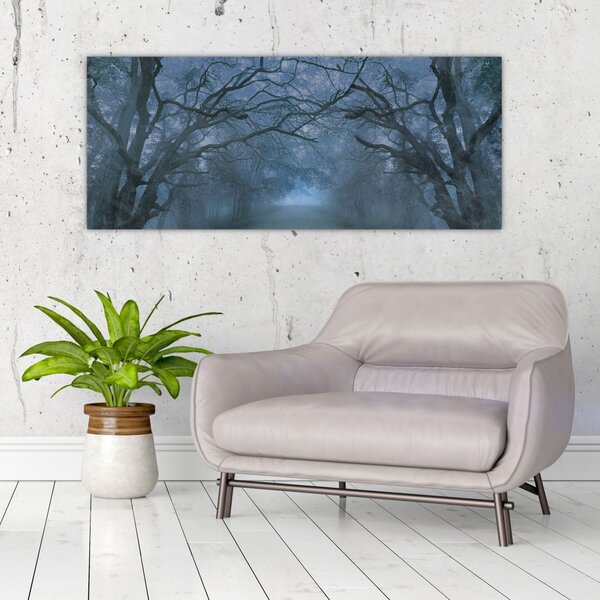 Obraz lesa v hmle (120x50 cm)