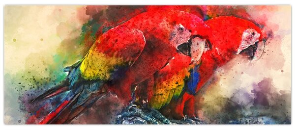 Obraz červených papagájov ara (120x50 cm)