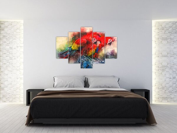 Obraz červených papagájov ara (150x105 cm)