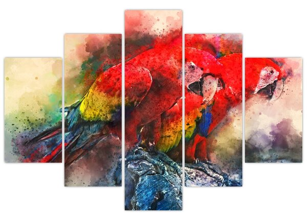 Obraz červených papagájov ara (150x105 cm)