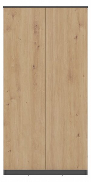 Dvojdverová šatníková skriňa 90 cm TAUNO - dub artisan / antracitová
