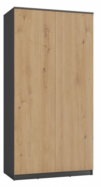 Dvojdverová šatníková skriňa 90 cm TAUNO - dub artisan / antracitová