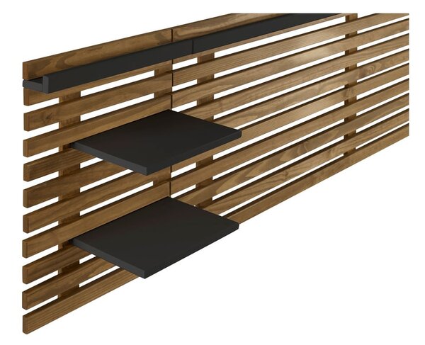 Čierne/prírodné čelo postele z borovicového dreva 240x62 cm Nidra - Marckeric
