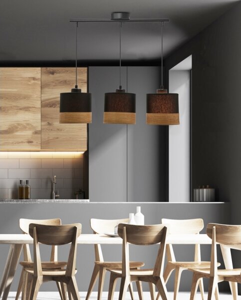 Luster na lanku PORTO 3xE27/60W/230V čierna/hnedá