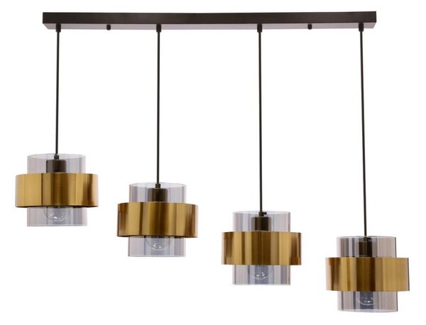 Luster na lanku SPIEGA 4xE27/60W/230V zlatá/čierna