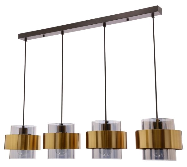 Luster na lanku SPIEGA 4xE27/60W/230V zlatá/čierna