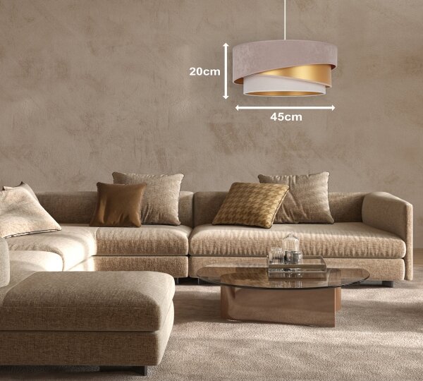 Duolla - Luster na lanku KOBO 1xE27/15W/230V pr. 45 cm béžová/zlatá/krémová
