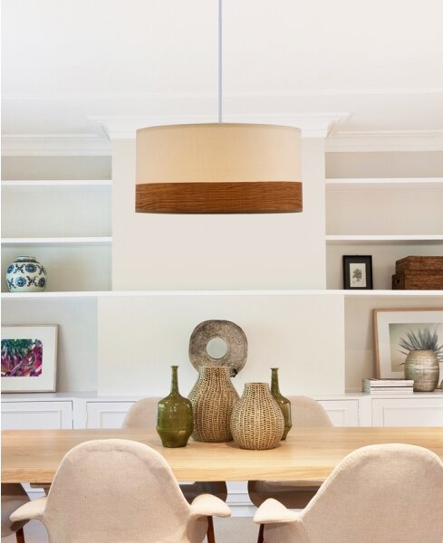 Luster na lanku BIANCO 1xE27/40W/230V biela/hnedá