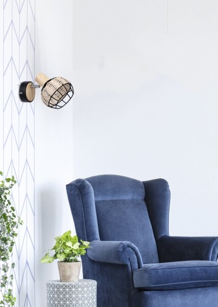 Nástenné bodové svietidlo TAJGA 1xE14/40W/230V ratan/čierna