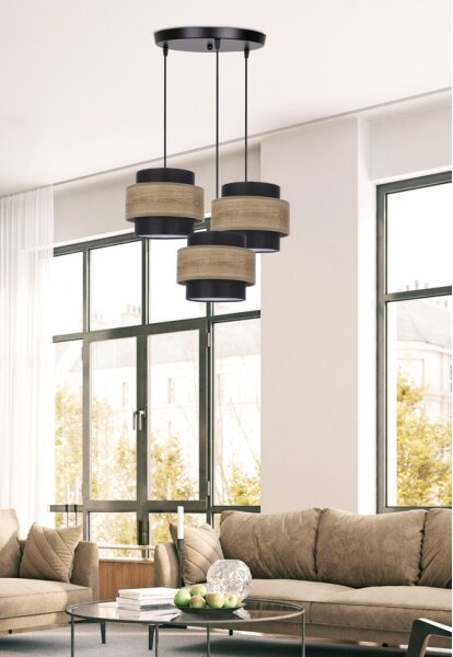Luster na lanku TWIN 3xE27/40W/230V hnedá/čierna