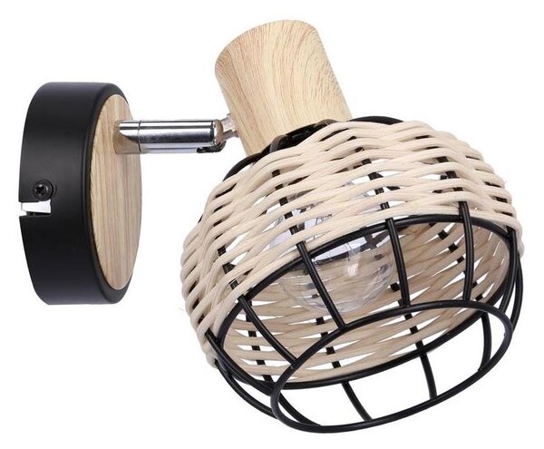 Nástenné bodové svietidlo TAJGA 1xE14/40W/230V ratan/čierna