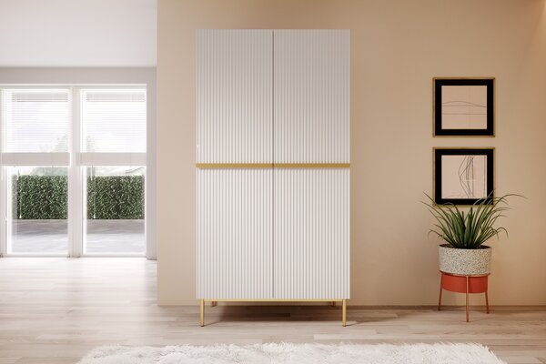 Skriňa Nicole 100 cm - biely mat / zlatá