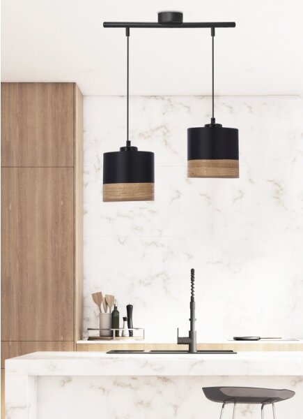 Luster na lanku PORTO 2xE27/60W/230V čierna/hnedá