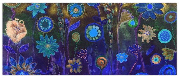 Obraz tmavomodrých kvetov (120x50 cm)