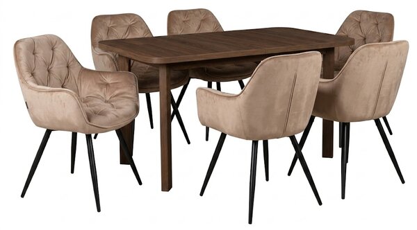 PROFI jedálenský set WENUS 2P orech a 6x stolička CHERRY