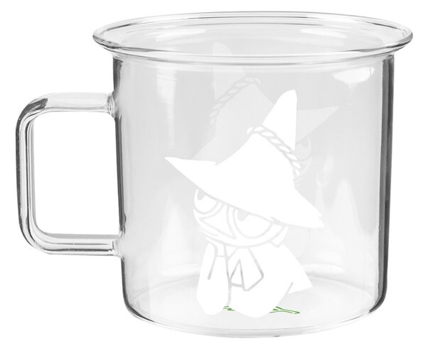 Muurla Sklenený hrnček Snufkin 0,35l, bielo-číry