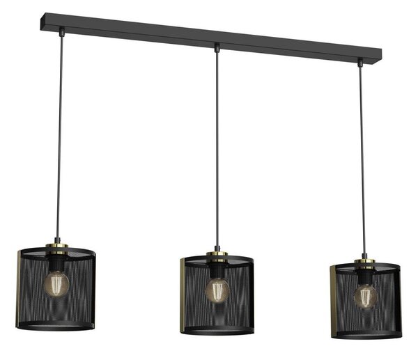 Luster na lanku KAGA 3xE27/60W/230V čierna/zlatá
