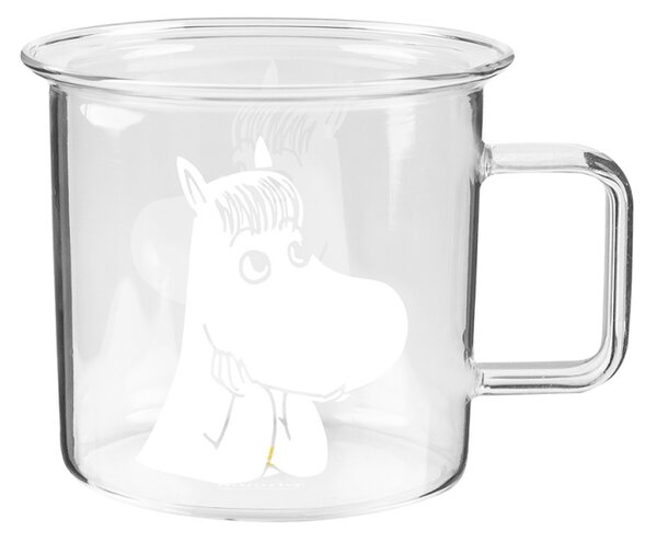 Muurla Sklenený hrnček Snorkmaiden 0,35l, bielo-číry