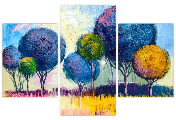 Obraz kopulovitých stromov, olejomaľba (90x60 cm)