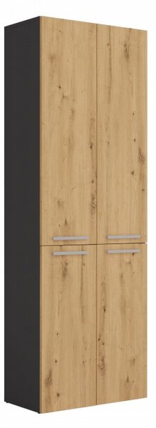 Kúpeľňová skrinka s košom na bielizeň ATSO 1 - dub artisan / antracitová