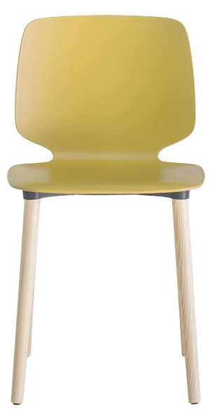 PEDRALI - Stolička BABILA 2750 DS s jaseňovým podstavcom - žltá