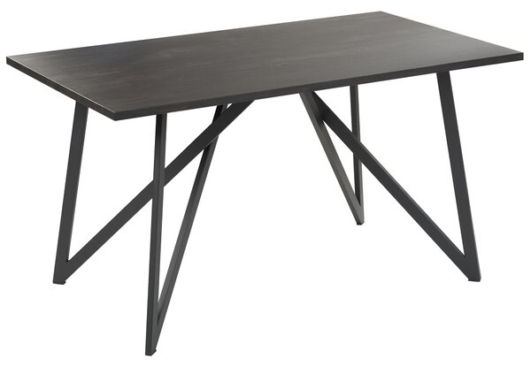 Jedálenský stôl čierny doska z MDF 140 x 80 cm kovové nohy pre 4 osoby obdĺžnikový industriálny štýl