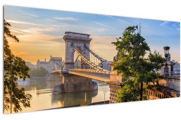 Obraz - Most cez rieku, Budapešť, Maďarsko (120x50 cm)