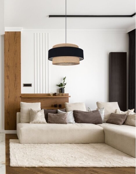 Luster na lanku CORSA 1xE27/60W/230V čierna/béžová