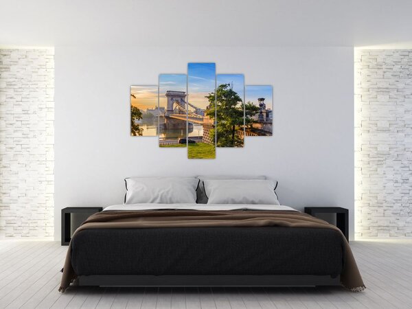 Obraz - Most cez rieku, Budapešť, Maďarsko (150x105 cm)