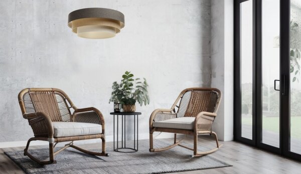 Luster na lanku BOHO TRINITI 1xE27/60W/230V šedá/béžová/krémová