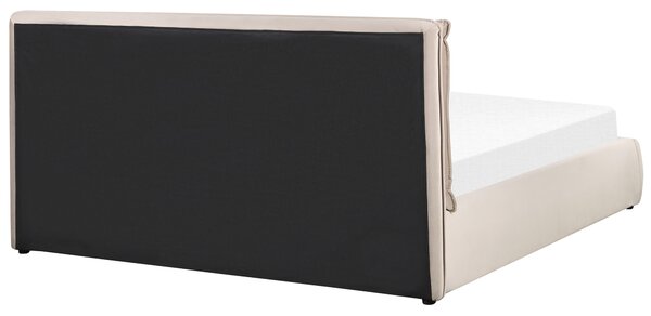 Posteľ béžová zamatová čalúnená 180 x 200 cm s úložným priestorom čalúnené čelo moderná spálňa