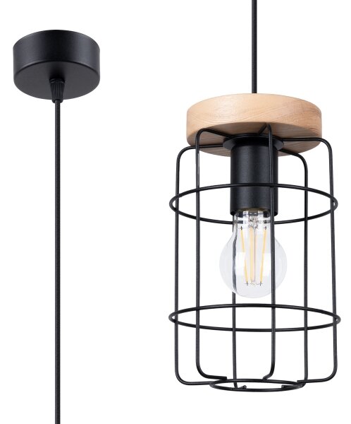 Sollux SL.1263 - Luster na lanku GOTTO 1xE27/15W/230V čierna