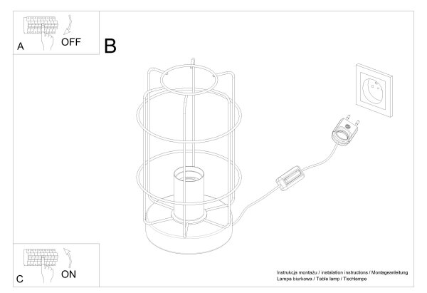 Sollux SL.1265 - Stolná lampa GOTTO 1xE27/15W/230V čierna