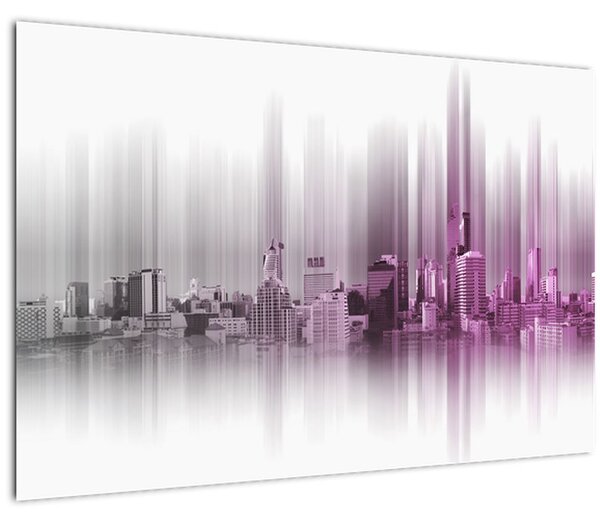 Obraz - Panoráma mesta, ružovo-šedé (90x60 cm)