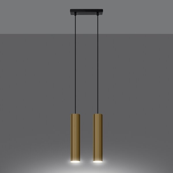 Sollux SL.1241 - Luster na lanku LAGOS 2xGU10/10W/230V zlatá