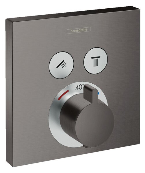 Hansgrohe Shower Select, termostatická batéria pod omietku na 2 spotrebiče, kefovaný čierny chrómová, 15763340