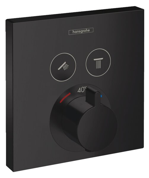 Hansgrohe Shower Select, termostatická batéria pod omietku na 2 spotrebiče, čierna matná, 15763670