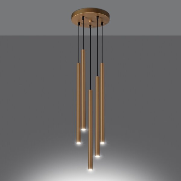Sollux SL.1174 - Luster na lanku PASTELO 5xG9/8W/230V zlatá
